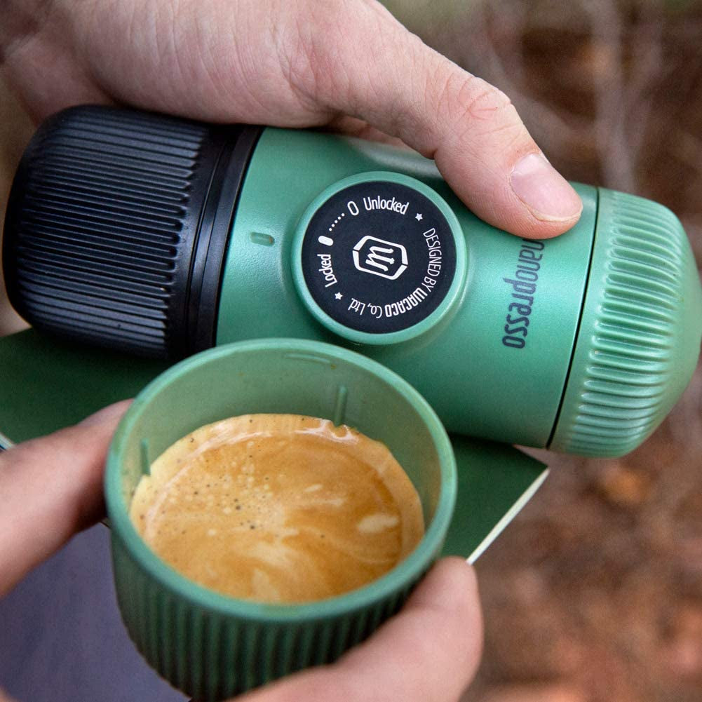 Nanopresso Portable Espresso Maker Bundled with Protective Case, Upgrade Version of Minipresso, Mini Travel Coffee Machine, Perfect for Camping, Travel and Office (Elements Moss Green)