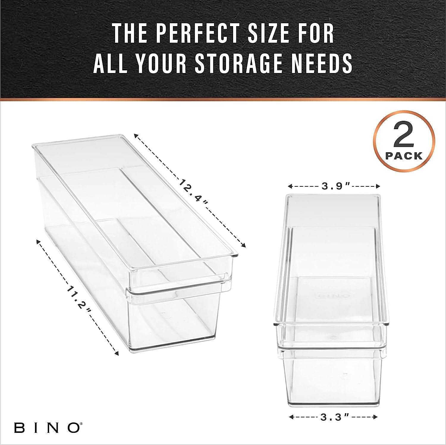 | Plastic Storage Bins, Small - Shallow | the HANDLER COLLECTION | Multipurpose Organizer Bins | Kitchen Pantry Organizers and Storage | Clear Containers for Organizing Home | Freezer Organizer