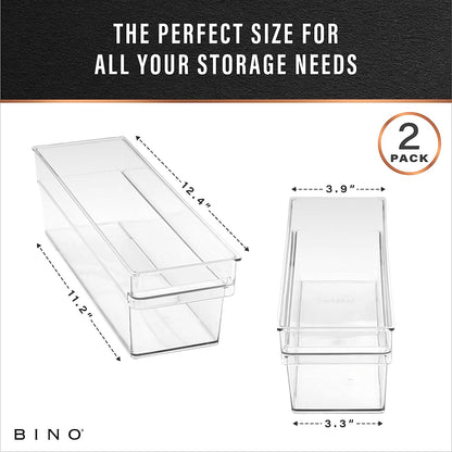 | Plastic Storage Bins, Small - Shallow | the HANDLER COLLECTION | Multipurpose Organizer Bins | Kitchen Pantry Organizers and Storage | Clear Containers for Organizing Home | Freezer Organizer