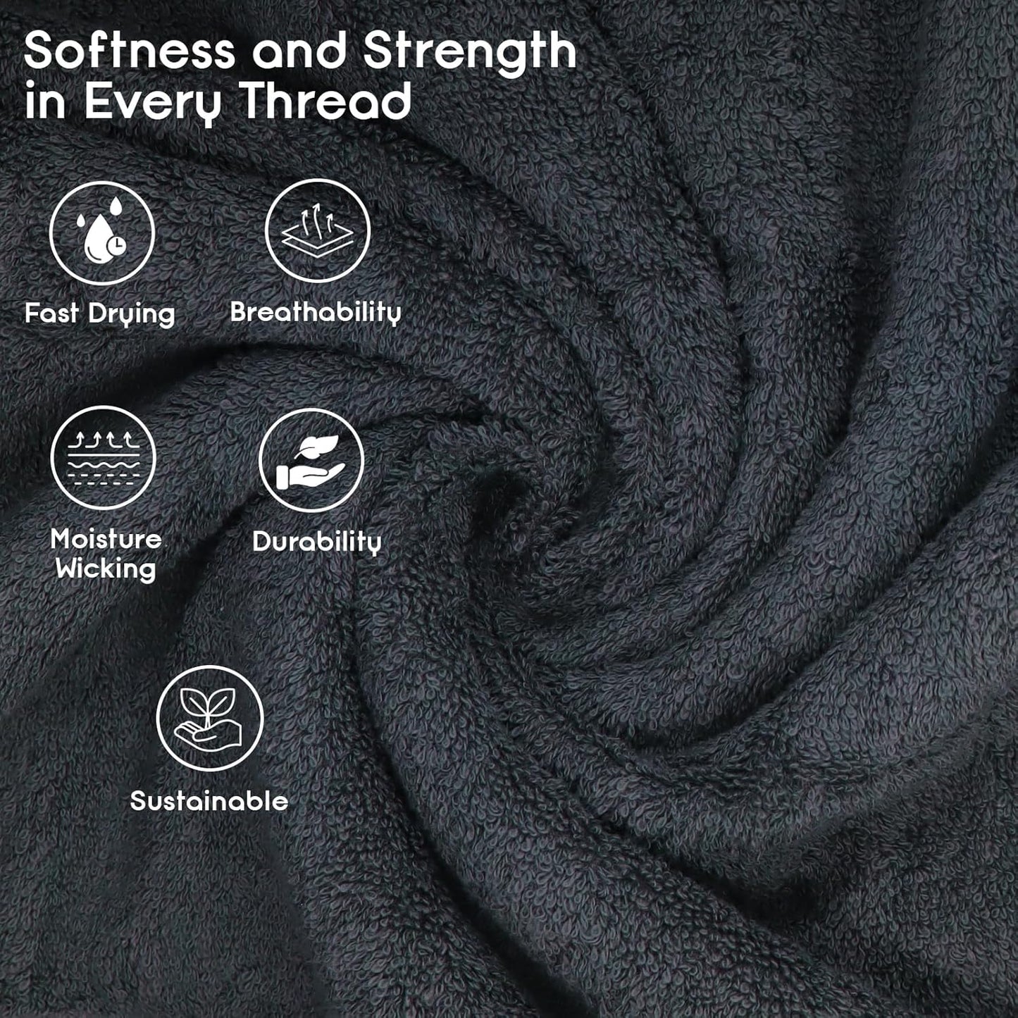 Premium Bath Towels Pack of 4, 100% Cotton, Large 30" X 52", Super Soft, Highly Absorbent, Quick Dry, Durable, Comfortable, Great Value & Quality, Perfect for Home & Bathroom - Grey